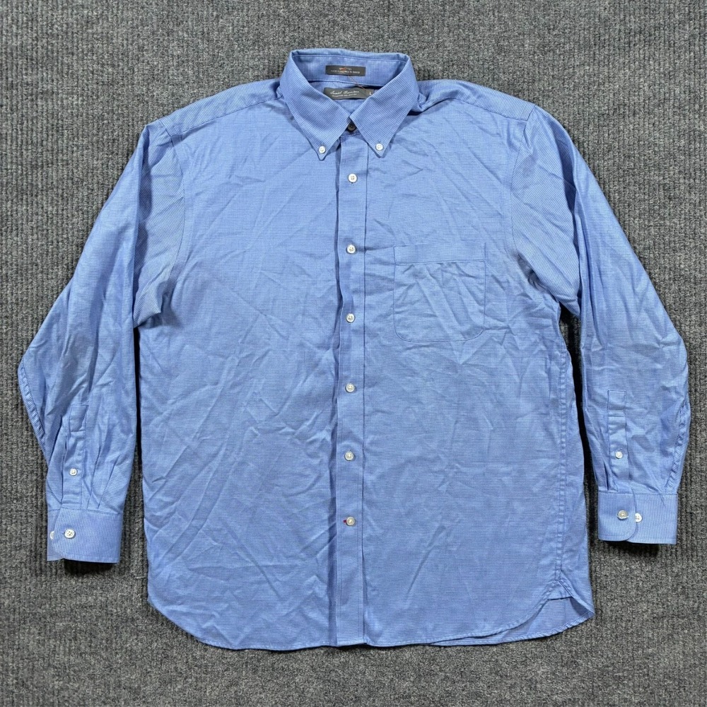 Daniel Cremieux Signature Mens Button Down Shirt Size L‎ Blue Cotton Long Sleeve